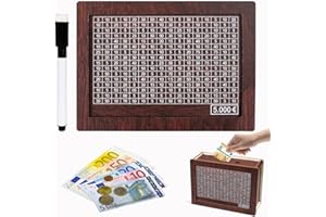 FLYGRRIV Spardose mit Zähler, Sparbox 5000 Euro, Sparbox mit Zahlen Ankreuzen, Money Box, Holz Spardose Nicht zum Öffnen, Hilft Kindern und Erwachsenen Dabei, die Gewohnheit des Sparens zu Entwickeln