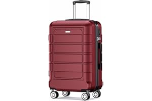 SHOWKOO Maletas de Viaje Medianas Rígidas 67cm ABS+PC Ampliable Maleta Trolley Cabina Ultraligera Duradero con 4 Ruedas Dobles Giratorias y Cerradura TSA, L - Rojo