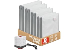 Vacbird Vacuum Storage Bags, 8 Pack Reusable Space Saver Bags with Electric Air Pump for Clothes
