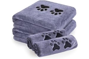 PRAELIAN Serviette pour Chien, Lot de 2 – Serviette Microfibre Ultra-absorbante pour Animaux avec Motifs de Pattes, séchage Rapide pour Chiens et Chats, Serviettes Extra Larges Douces et résistantes, 50 x 80