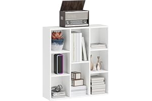 HOMCOM Librería de 3 Niveles Estantería de Libros con 8 Compartimentos Diseño Vertical u Horizontal para Sala de Estar Oficina Dormitorio 74,3x24x80 cm Blanco