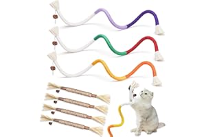 soodyoow 7 piezas de juguete de hierba gatera, 3 cuerdas de mordida para gatos y 4 palitos masticables naturales de matatabi, juguetes de hierba gatera para gatos de interior, limpieza de dientes de