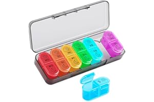 BETIFE Tablettenbox 7 Tage Morgens Abends, Pillendose Woche 2 Fächer Groß, Medikamentenbox 7 Tage mit Pillenbox Klein für Unterwegs, Tabletten Organizer 14 Tage Tragbare Tablettendose (Schwarz)