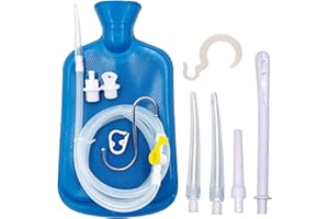 Smokitcen Zestaw do lewatywy – worek na lewatywę 2 l – długi wąż silikonowy o długości 1,5 m, 5 wielorazowych końcówek wielokrotnego użytku, kontrolowany przepływ wody, do oczyszczania lewatyw