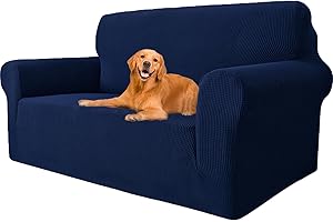 ‎YSTELLAA YSTELLAA Stretch Sofa überzug 2 Sitzer, Super Elastisch Sofabezug Mit Armlehnen Waschbarer, kratzfester rutschfest Sofa Cover für Hunde Katzen und Haustiere(Dunkelblau, Sofa Breite 145cm-178cm)
