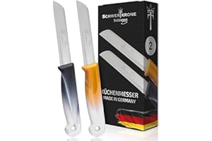 Schwertkrone Set di 2 Coltelli Seghettati - Spelucchino Solingen affilato - Coltello multiuso/Coltelli da cucina in Acciaio Inox - Lama da 8,5 cm