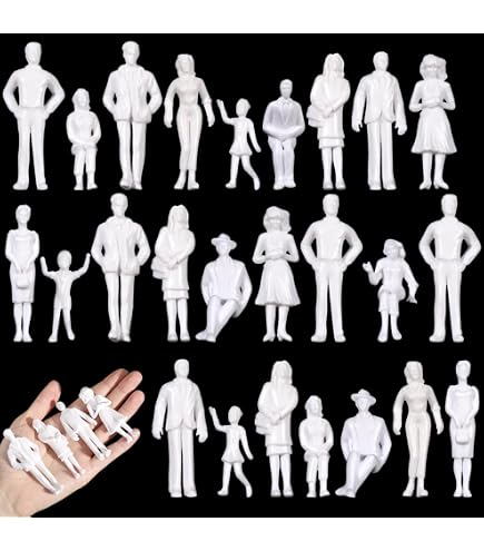Lot De 100 Figurines Blanches Non Peintes – H0 1:75 – Poses Variées – Maquette Architecture