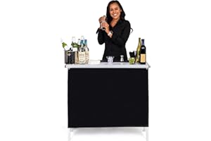 GoPong Portable Party Bar Table with Shelf, 15 x 39 x 36 cm (L x W x H), Includes 3 Front Aprons and Carry Bag, Aluminium, Black