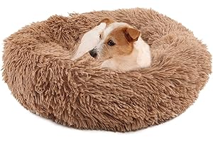FFTANXS Camas perros/cama gato, Redondo cojín Suave de Felpa cama perro, 80 cm Lavable cama antiestres perro, Sofá para cama para perros grandes donut Relajante, Invierno cojín cama para perros (Marrón)