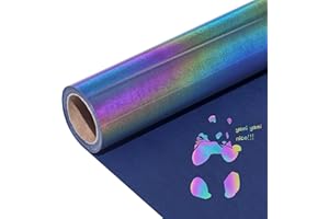 AJINGHTV Reflektierend Regenbogen Plotterfolie Textil，30.5cm x 183cm Holografische Vinylfolie Plotter Flexfolie für Cricut ，Textilien Transferfolie zum Aufbügeln für DIY T-Shirt, Stoffe
