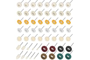 EEEKit Ruota di Lucidatura,58 pezzi set di mole di lucidatura, set di mini spazzole di con mandrino in feltro di lana per accessori per utensili rotativi Dremel con gambo da 3mm 1/8inch