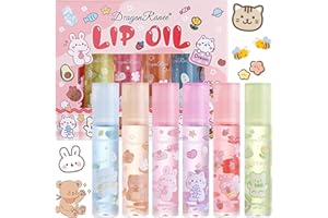 CEBOIC Zestaw 6 olejków do ust, bezbarwny błyszczyk do ust, przezroczyste zwijanie olejku do ust, nawilżający błyszczyk do ust, smak owocowy, błyszczący balsam do ust do długotrwałej pielęgnacji ust