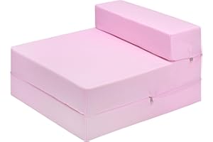 MAXUS SPORTS Z Bed Deluxe Futon Fold Out Sofa For Adults Kids Children Single Folding Mattress Sleepover Chair Living Room Bedroom Toddler Furniture Lightweight and Comfy (pink)