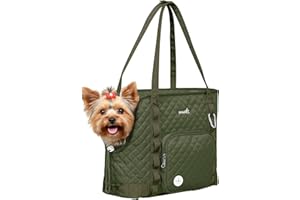 pecute Torba dla małych psów 4kg, Lekki, składany worek na psa, skrzynka transportowa dla kotów do podróży (ciemnozielona)