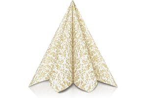 GRUBly® Servietten GOLD, Stoffähnlich [50 Stück], Hochwertige goldene Tischdekoration für Hochzeit, Geburtstag, Feiern, Jubiläum, 40x40cm, AIRLAID QUALITÄT