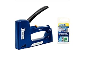 Rapid R44 Graffatrice Manuale per Graffette n.140, Dotata di Impugnatura Ergonomica e Parti Interne in Acciaio, Adatta a Lavori di Isolamento e Copertura, Include 970 Punti Metallici n.140