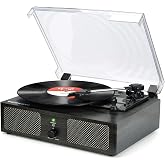 Udreamer Turntable, Turntable with Built-in Speakers and Belt-Driven Bluetooth, Vintage 3-Speed Phonograph for Music Enjoymen