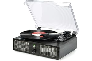 Udreamer Giradischi, Giradischi con Altoparlanti Integrati e Trasmissione a Cinghia Bluetooth, Fonografo Vintage con 3 Velocità per il Divertimento Musicale e la Decorazione Della Casa Legno Nero