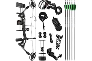 MILAEM Archery Compound Bow Set Hunting Bow 30-60lbs Adjustable with Carbon Arrows and Bow Accessories Bow for Adult Outdoor Shooting Right Handed