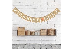 Crazy-M Welcome Back Banner Dekorative Leinen Buchstaben Wimpel Girlande 2.8 M Sackleinen Banner für Party Festival Feier, zu