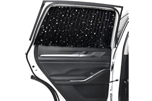 ZATOOTO Modern Car Curtains, Star pattern, Polyester, 80.0 cm x 46.0 cm, Roll Up, Provide Privacy, Block Light, 2PCS