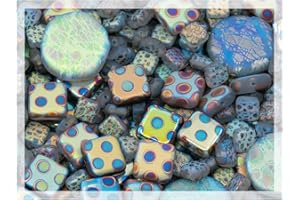 ‎BOHEMIA CRYSTAL VALLEY 50 g Mix aus einzigartigen tschechischen Böhmischen Glasperlen, hellblau AB Sliperit, gemustert, matt und glänzend, handgefertigt