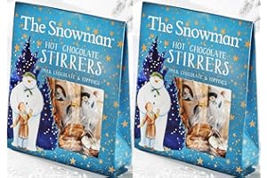 PVL TRADE Lot de 2 cuillères à chocolat chaud avec bonhomme de neige et chien de neige avec mini mauve