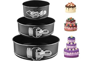 EKKONG Moule à Gàteau Rond à Charnière Réglable 3 Étages Acier Inoxydable Lot de 3(4" 7" 9") (3 pièces)
