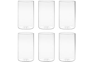 Winter Shore 15 cm Hohe Glasvasen für Tischdeko [6er-Pack] - Gläser für Kerzen, Blumen, Kieselsteine, Muscheln, Perlen & Windlicht Glas - Durchsichtige Glasvase Zylinder - Vasen Hochzeit Tischdeko