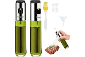 TBINTUL 2 x rozpylacz oleju spożywczego, 100 ml oleju w sprayu, butelka ze stali nierdzewnej i szkła, rozpylacz oleju do gotowania, sałatek, grillowania, zielonych warzyw