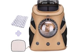 LOLLIMEOW Grand Sac à Dos pour Animaux de Compagnie, Sac à Dos à Bulles pour Gros Chats et Chiots, approuvé par Les compagnies aériennes (Large, Kaki)