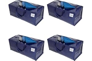 VENO Pack de 4 Bolsas de Mudanza, Almacenamiento Extra Grande con Correas de Mochila, Cremalleras y Asas Resistentes, Bolsas de Lavandería para Guardar Ropa y Embala (Azul,Pack de 4)