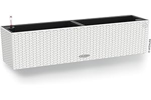 Lechuza – Pot de Fleurs d’Extérieur et d'Intérieur – Cottage Balconera – Réserve d'Eau Intégrée – Coloris Blanc – 79 x 19 x 19 cm