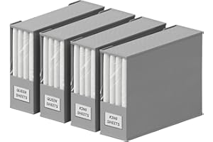 Lifewit 4 Pack Bed Sheet Organizer, Foldable Bedding Sheet Organizers and Storage with Large Clear Window and Label, Sheets Organizer for Linen Closet, Storage Box Bins with Lids for Duvet Cover Set