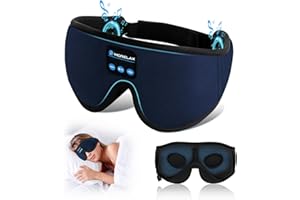 Morelax Schlafmaske mit Kopfhörer Bluetooth, 3D Schlafkopfhörer, Musik-Augenmaske zum Schlafen von Seitenschläfer/Rückenschläfern, 100% Lichtundurchlässige (Blau)