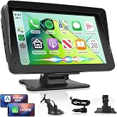 Rimoody Wireless CarPlay Screen Portable Car Radio Android Auto Screen, 7 Inch Touchscreen Bluetooth AirPlay Portable Car Rad