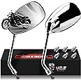 MZS Motorcycle Mirrors Chrome, Universal 10MM 8MM Rear View Side Mirror 360 Degree Adjustable Handlebar Compatible with Street Bike Cruiser Touring Chopper Scooter GY6
