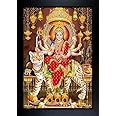 Indianstore4Everyone MAA Photo Frame | Maa Durga | Nav Durga | Ambe | Vaishno Devi | Sherawali Maa Wall Painting For Home Decoration And Gifting (10 x 13.5 inch)