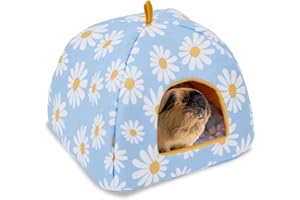 Kavee Fleece Hide House - Cozy Guinea Pig Hideout with Removable Pee Pad - Machine Washable Guinea Pig Bedding - Safe Resting Space for Small Pets - Hideaway for Pet - Daisy