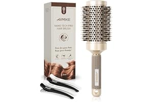 AIMIKE Cepillo Redondo Pelo Profesional, Cepillo pelo Redondo con Cerdas de Jabalí para Mujeres y Hombres, Mejora la Textura para Secado de Cabello, Peinado, Rizado y Brillo - Barril de 53 mm