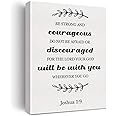 Inspirational Scripture Wall Art be Strong and Courageous Joshua 1:9 Canvas Painting Prints for Home Living Room Wall Christian Decor Framed Bible Verse Artwork Gifts(12x15 Inch)