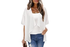 STYLEWORD Boléro Femme Mousseline Été Cardigan léger Manches Courtes Open Front Cover Up