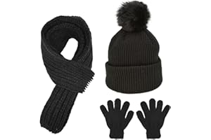 XNIVUIS 3 Pcs Set Invierno Cálido para Niños: Gorro Beanie, Bufanda y Guantes de Punto