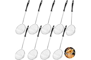 YICAAM 9 Pcs Stainless Steel Hot Pot Strainer Spoons, 8cm Small Spider Spoon, Hot Pot Strainer Scoops, Asian Strainers Ladle with Handle for Home and Restaurant