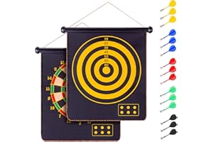 YIEJOYA Cible de fléchettes magnétique sécurisée de diamètre 38 cm pour Enfants et Adultes, 15 fléchettes, Anniversaire, Cadeau de Noël et fête.