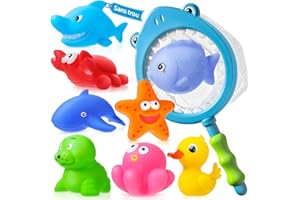 TINTINLODY sans Trous - Jouet de Bain pour Bebe 1 2 3 4 Ans, Jeux de Bain Enfant Animaux Marins en Caoutchouc Canard en Caoutchouc Jeu de Bain bébé Jouet Piscine ( sans Moisissures 9 pièces )