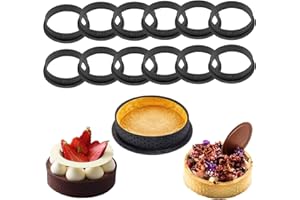 langjiao 12 PCS Anello Crostata Forato per Mousse Torta Rotonda Muffa Cottura Crostate, Riutilizzabile Plastica Perforato Tondo da Dessert Strumento di Decorazione,Bakeware Antiaderente