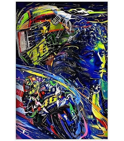 Poster Valentino Rossi MotoGP - Stampa Qualit&agrave; 70x50 Cm, Carta Satinate FSC