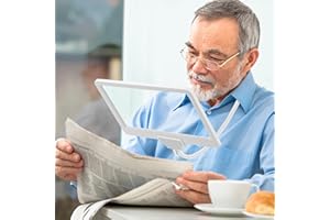 NZQXJXZ 5X Hände frei Vergrößerungsglas hängenden Hals, flexible Schwanenhals FullPage Leselupe, 8"x 5" große Seite Lupe für das Lesen von kleinen Drucke & Low Vision Senioren mit Alterung Augen(Weiß)