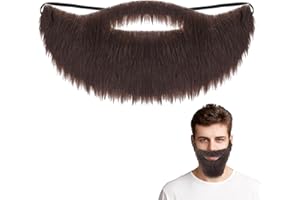 Lusofie Brown Fake Beard Elasticity Fake Mustache Multipurpose Costume for Male Makeup Cosplay Halloween Party Supplies
